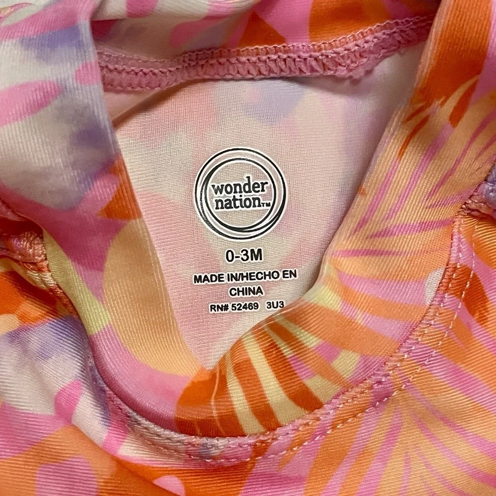 Infant Girls Wonder Nation UPF 50+ Rash Guard Swim Shirt 0-3 Month‎ Pink Floral